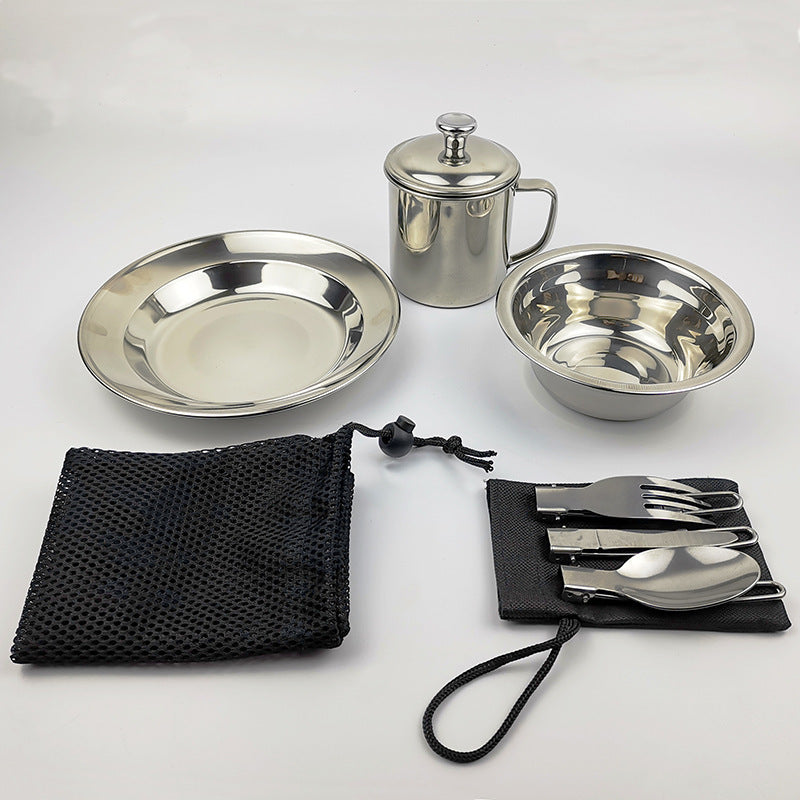 Outdoor Camping Stainless Steel Cookware Set