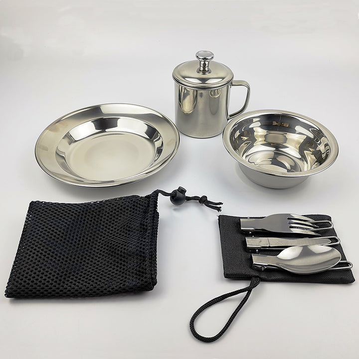 Outdoor Camping Stainless Steel Cookware Set