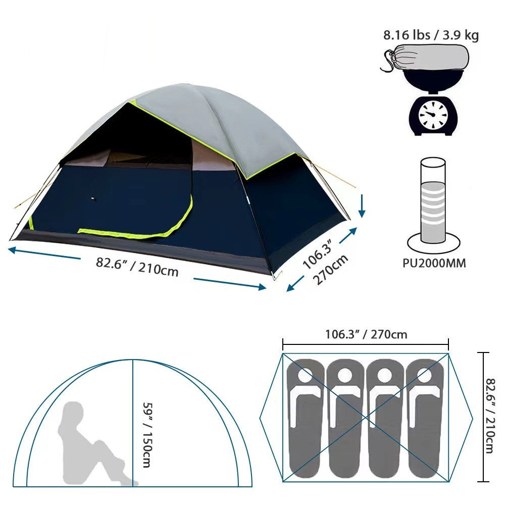4 Person Black Coated Darkroom Tent For Camping